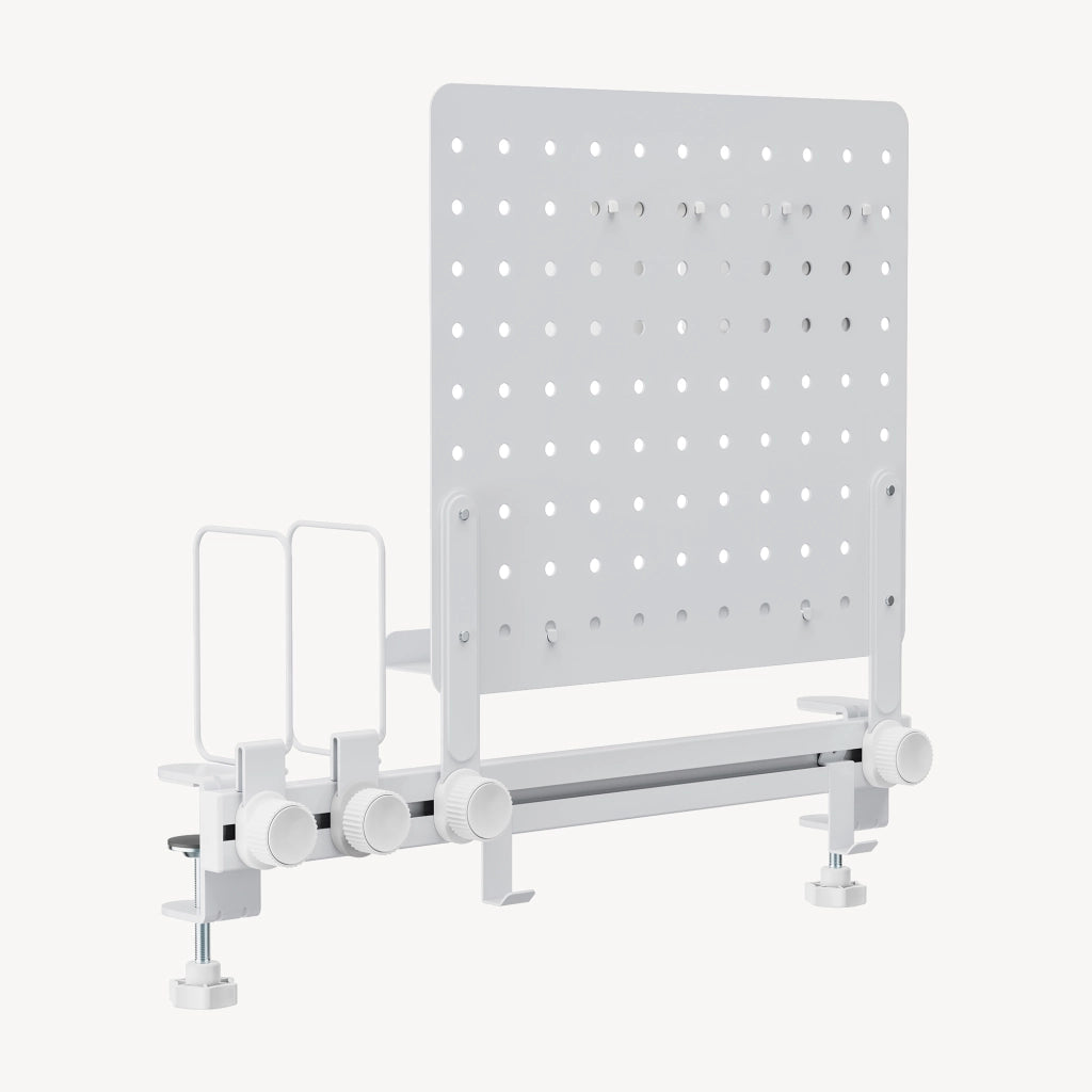 Organizzatore da Scrivania Sauda con Pegboard Pannello Forato 50 x 50 cm - Bianco [en.casa]