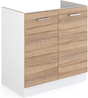 Mobile lavello cucina R-Line, Sonoma, 80 cm senza piano di lavoro, per la libera combinazione all'interno di sistemi cucina modulari