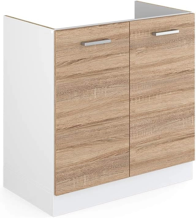 Mobile lavello cucina R-Line, Sonoma, 80 cm senza piano di lavoro, per la libera combinazione all'interno di sistemi cucina modulari