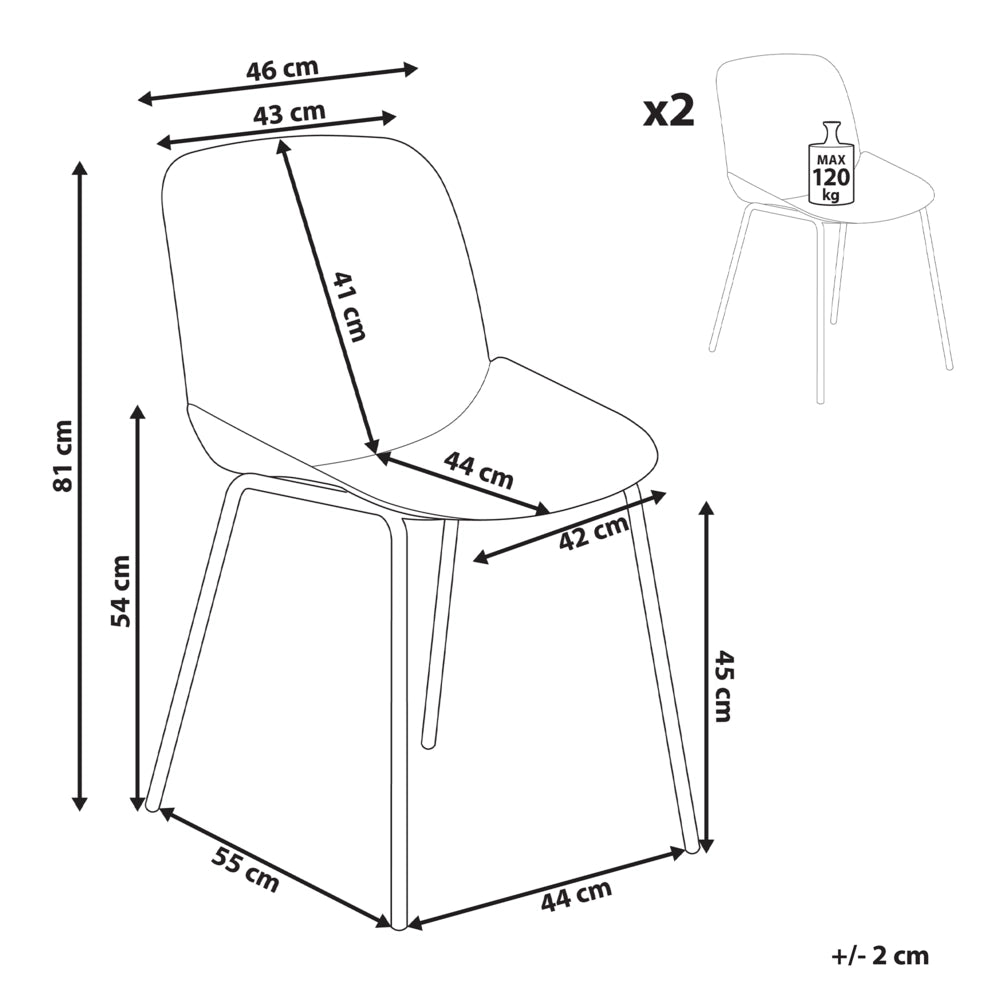 Set di 2 sedie da pranzo in plastica beige con seduta profonda Design moderno e contemporaneo per la sala da pranzo