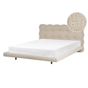 Letto matrimoniale in tessuto boucle con testata trapuntata Beige 140 x 200 cm design moderno