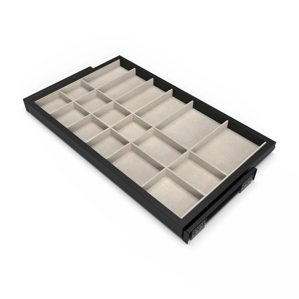 Kit Cassetto Organizzatore e Telaio per Armadio 800 mm in Alluminio e Plastica Emuca Grigio Pietra