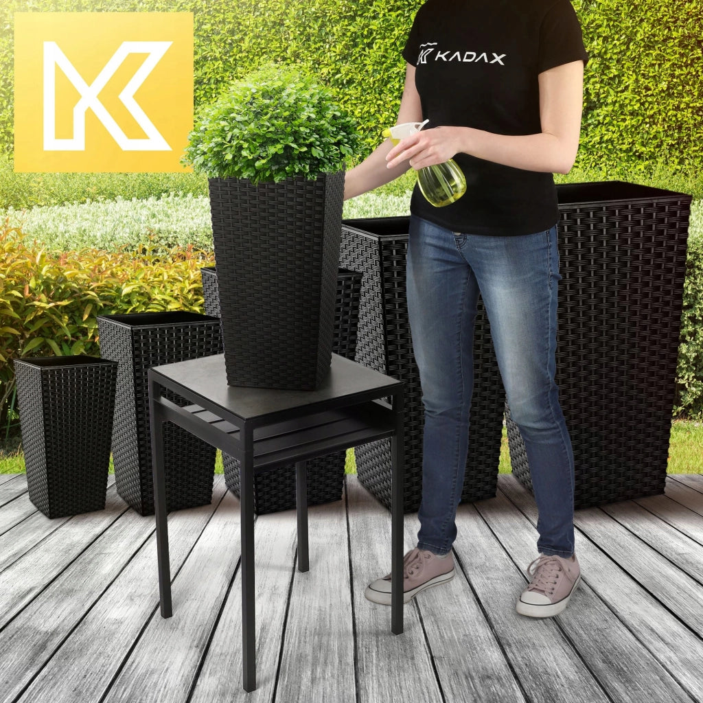 Vaso da giardino KADAX con inserto per fiori, grande e alto, 24x47 cm, nero.