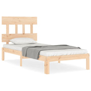 Letto singolo | Letto per adulti | Giroletto con Testiera Single in Legno Massello