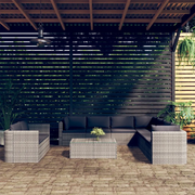 Set Divani da Giardino 10 pz con Cuscini in Polyrattan Grigio cod mxl 37980