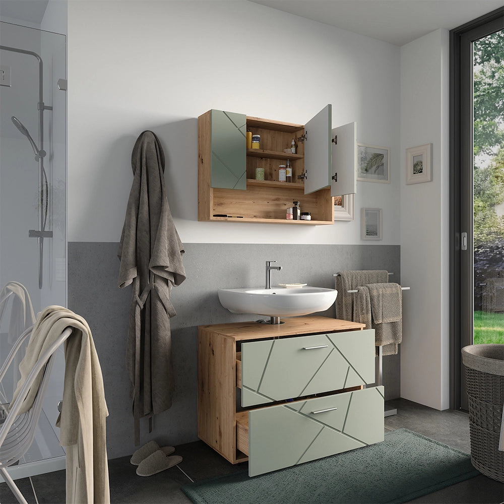 Vicco Set di mobili da bagno Verde salvia 2 parti