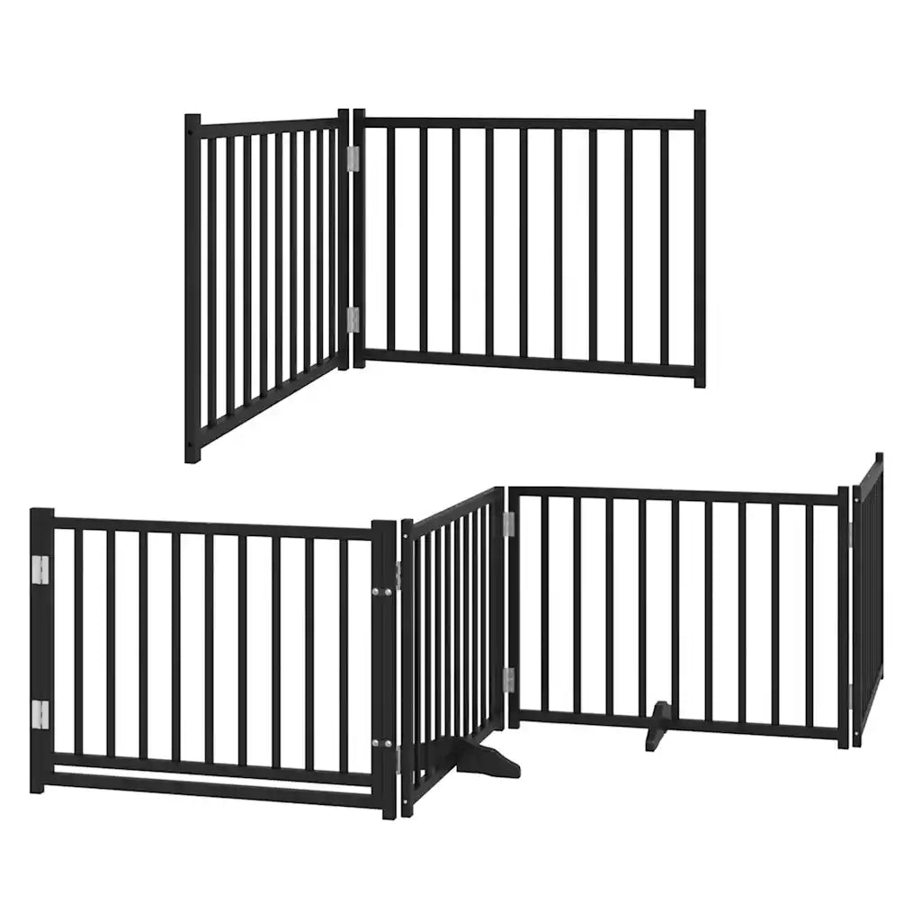 vidaXL Cancello Cani Porta Pieghevole Nero 10 Pannelli 800 cm Pioppo