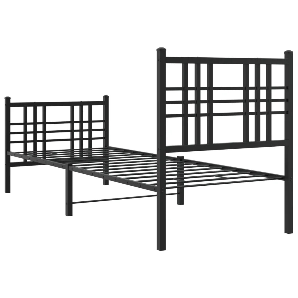 Giroletto con Testiera e Pediera-Struttura Letto Metallo Nero 75x190 cm 455539