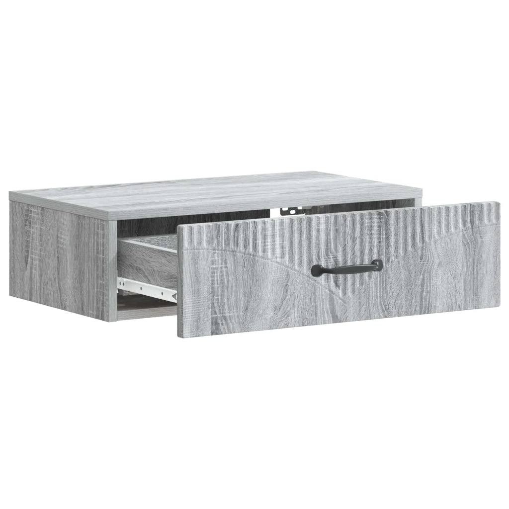 Tavolino da Parete Laterale Grigio Sonoma 59 x 34,5 x 17 cm