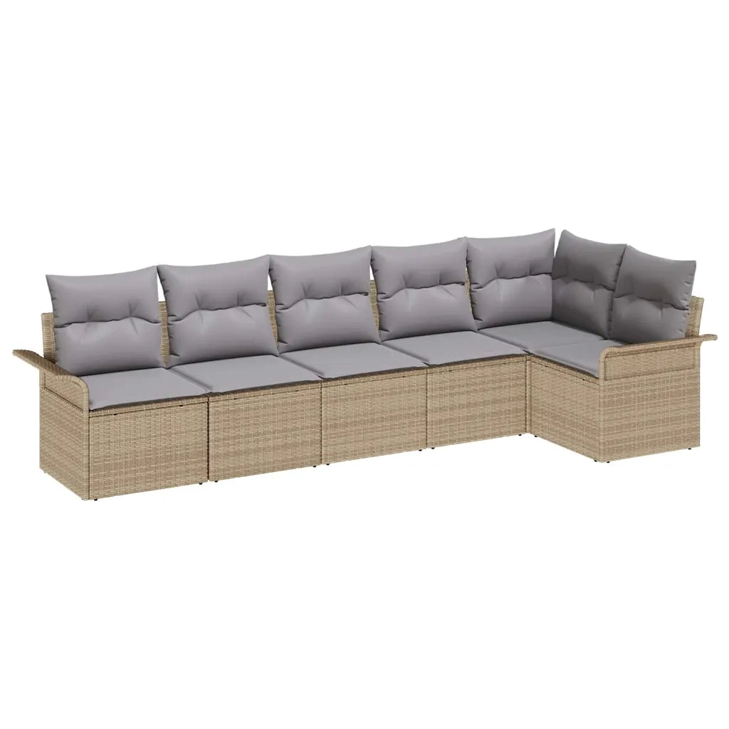Set Divano da Giardino con cuscino 6 pcs Beige polyrattan 3345380