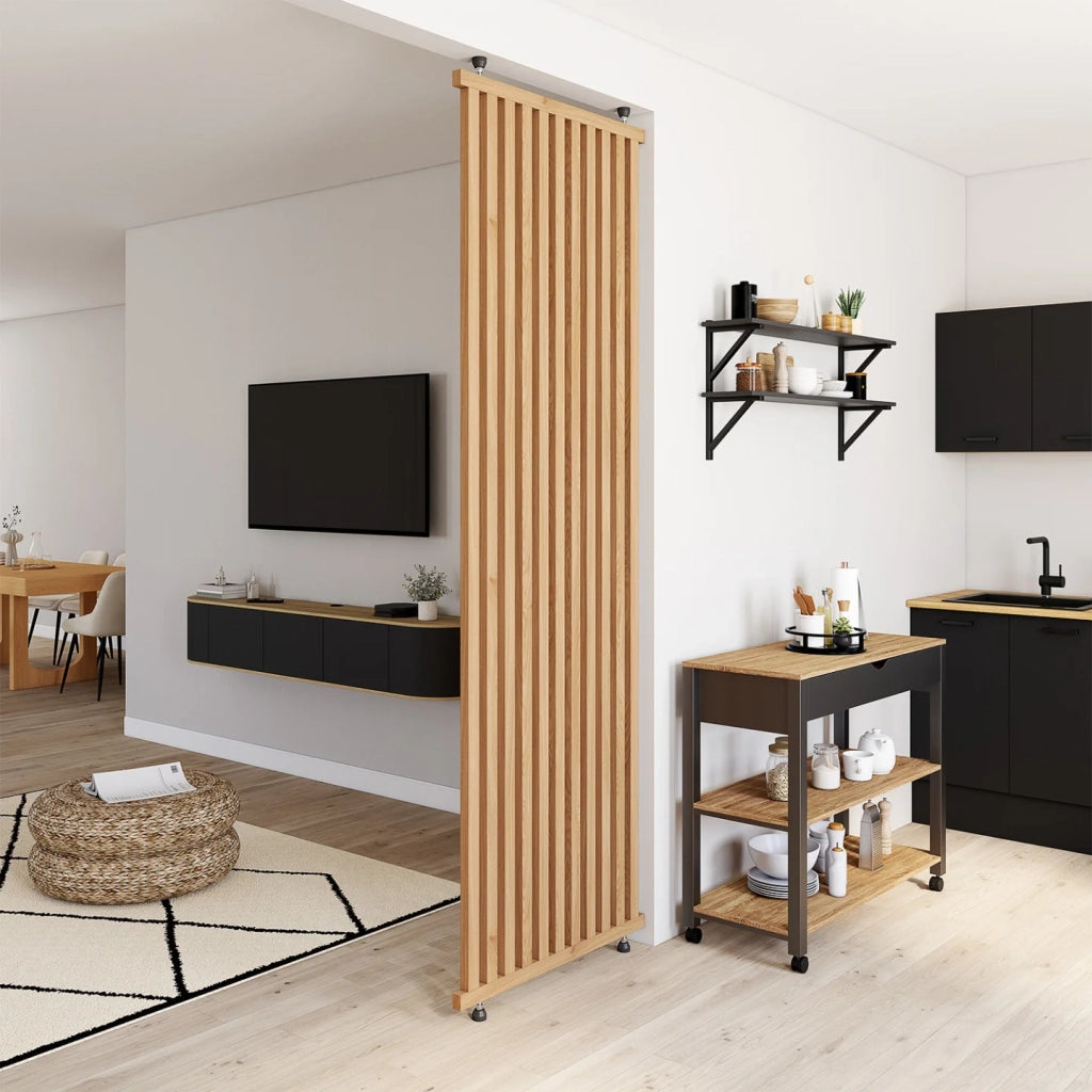 IDMarket - Divisorio Claustra 250 x 80 cm in listelli di legno color rovere