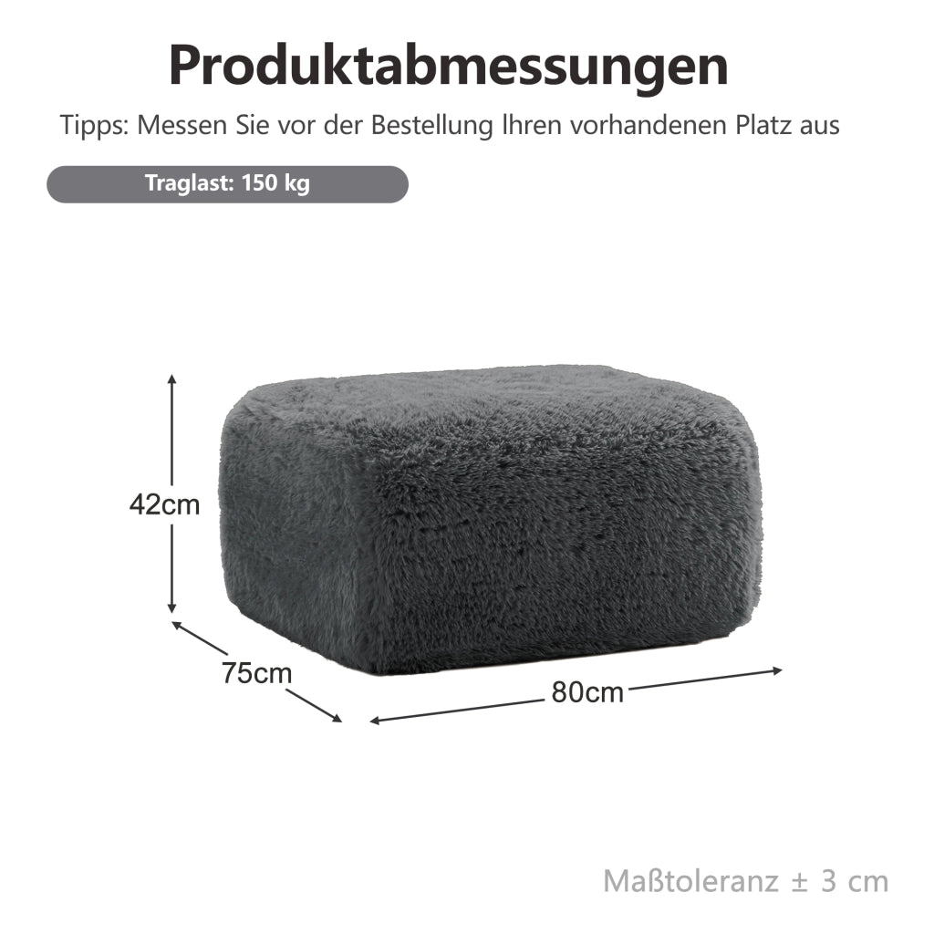 POUF Modulare 24x24x88 cm in tessuto peluche grigio