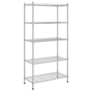 Scaffale portaoggetti a 5 ripiani 90 x 35 x 180 cm Cromato 250 kg Argento 02_0045695