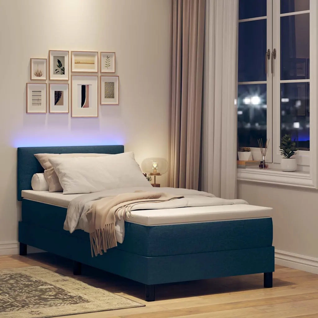Letto a molle con materasso con led Blu 100 x 200 cm Tessuto