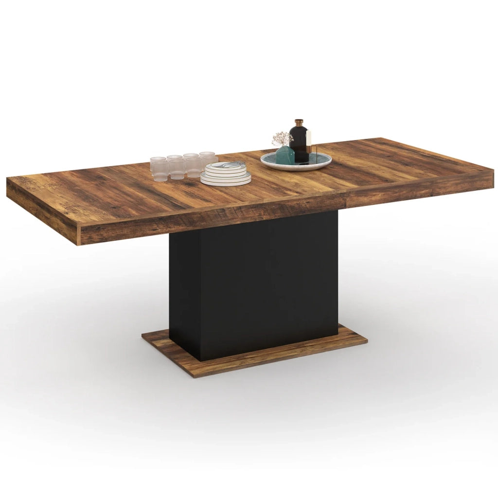 IDMarket - EDEN mesa de comedor extensible HAWKINS tapa de madera oscura 6-10 personas 160-200cm