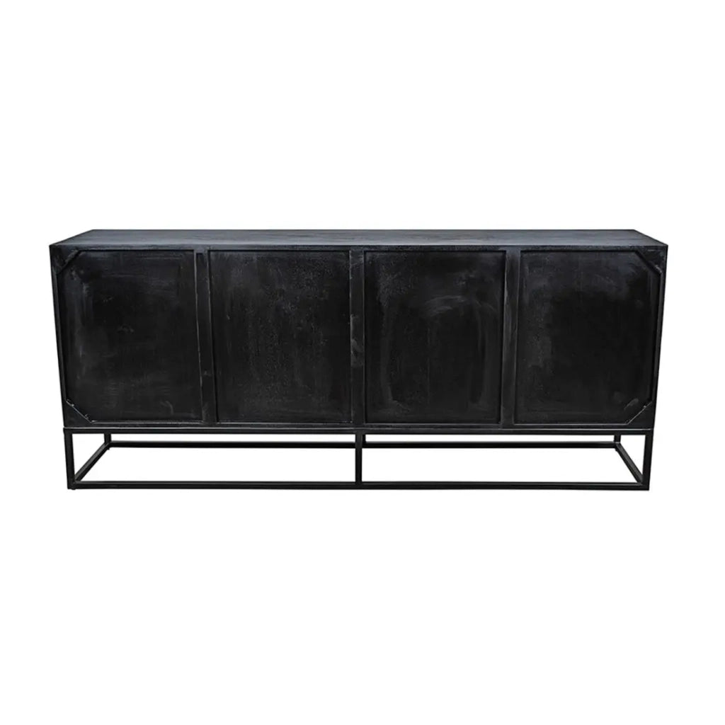 Buffet RAOKA 180 cm in legno massiccio di mango e teak – Motivo solare scolpito