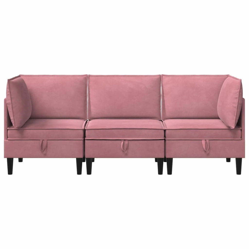 Set di mobili per il soggiorno con cuscino 3 pcs Rosa Velluto