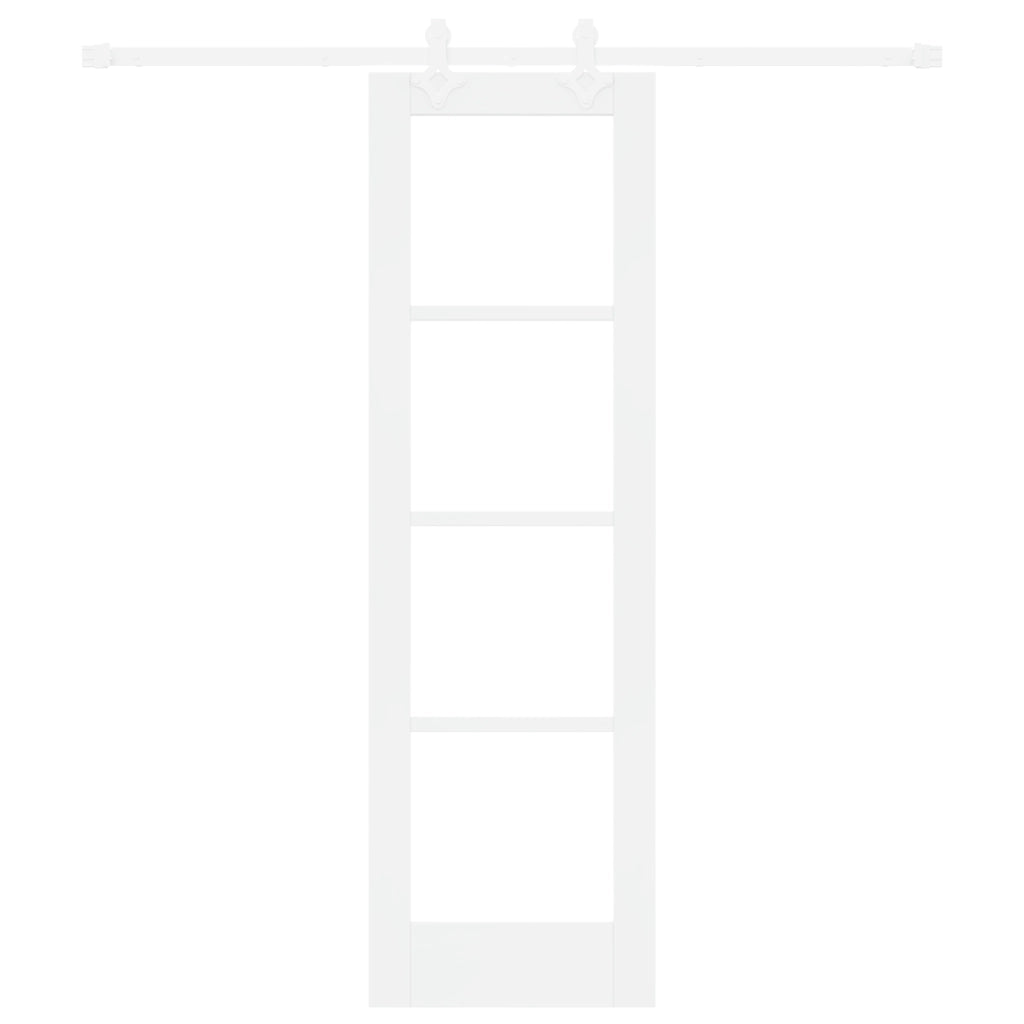Set di Porta Scorrevole  con Kit Bianco 61x198.5 cm in Legno Massello Pino