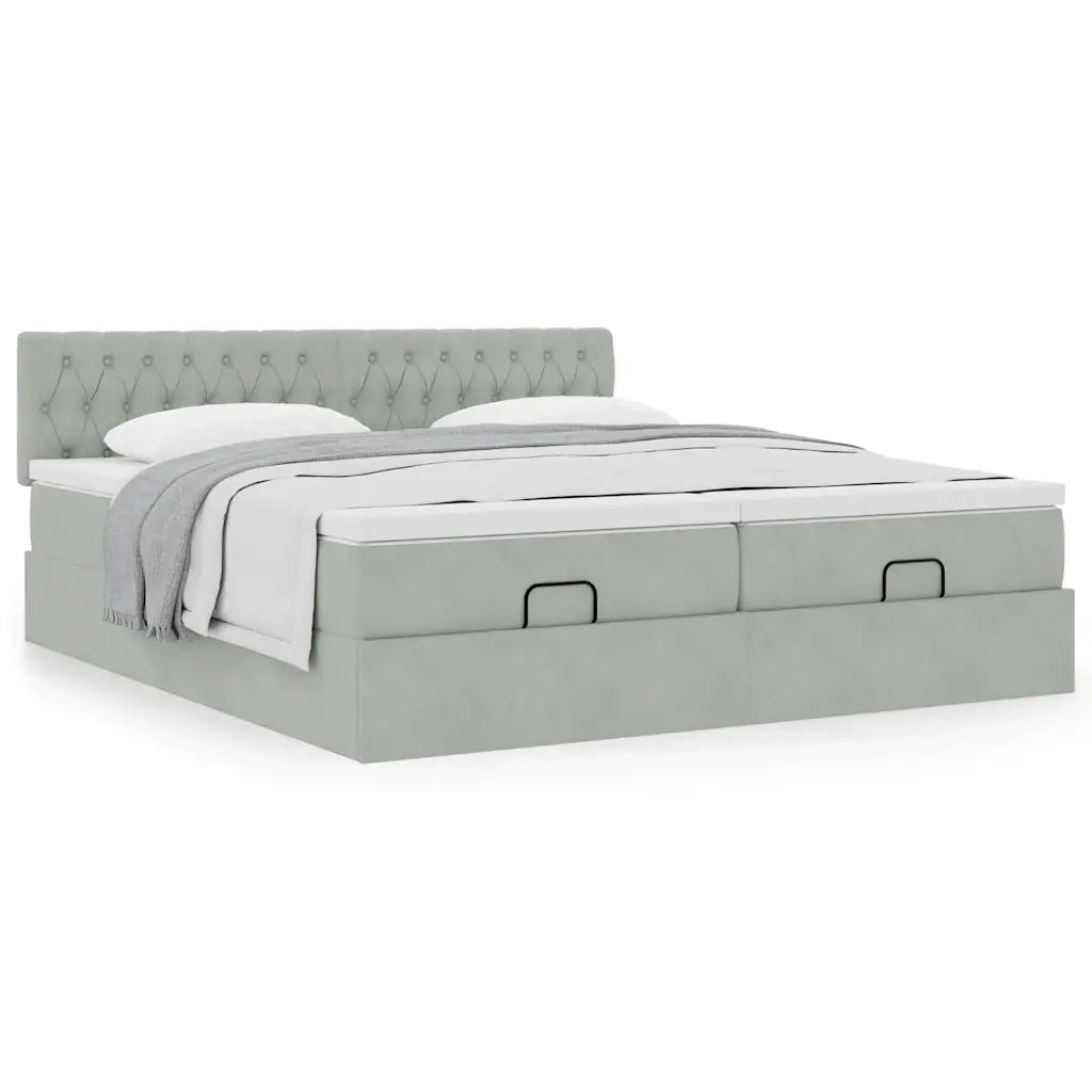 Struttura Letto Pouf con Materassi 160x200 cm in Velluto