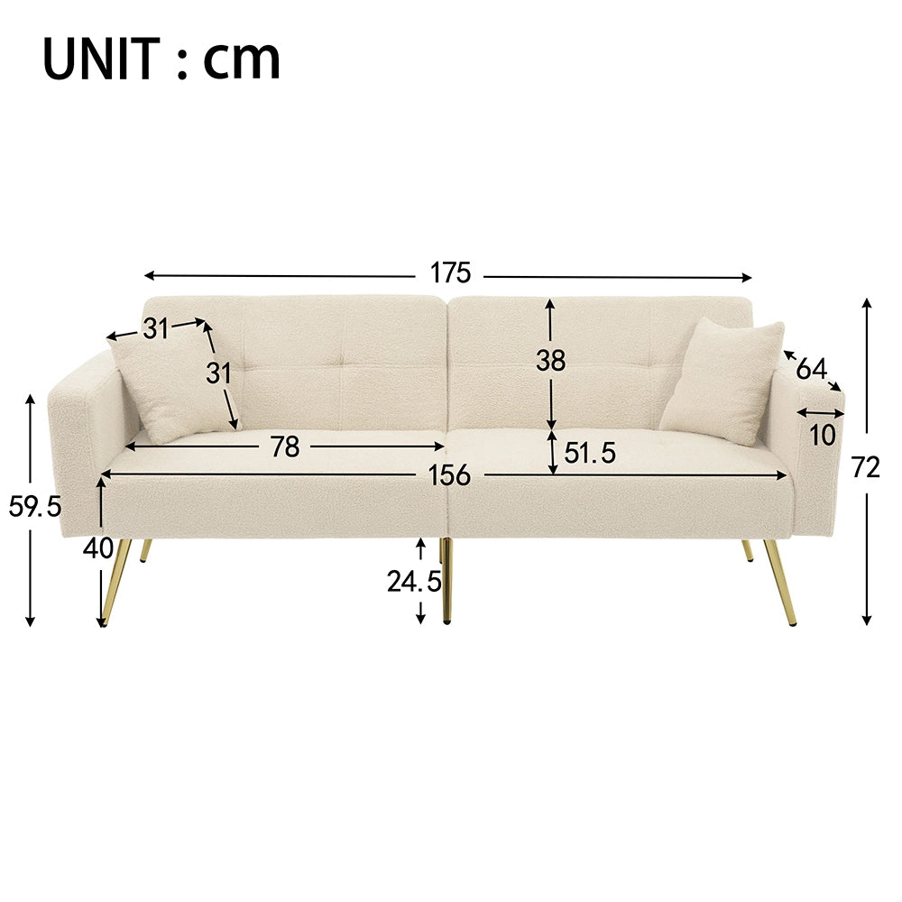 Divano letto 2 posti - Xylo - Beige - Cuscini e tasche laterali