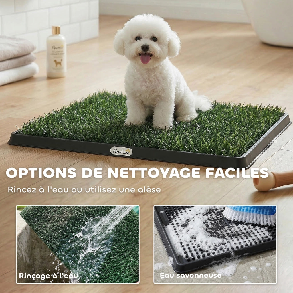 Toilette per Cane con Tappetino Erba Sintetica e Griglia Drenaggio ¨C Xylo ¨C 63x50,5x3,5cm Nero