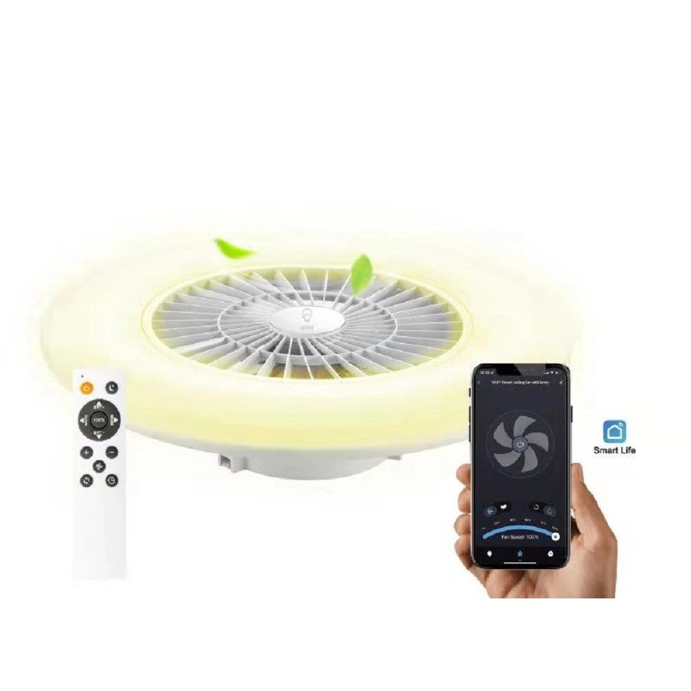 Trade Shop - Plafoniera Con Ventilatore Dimmerabile 40w Silensioso App Telecomando 323115-1 -