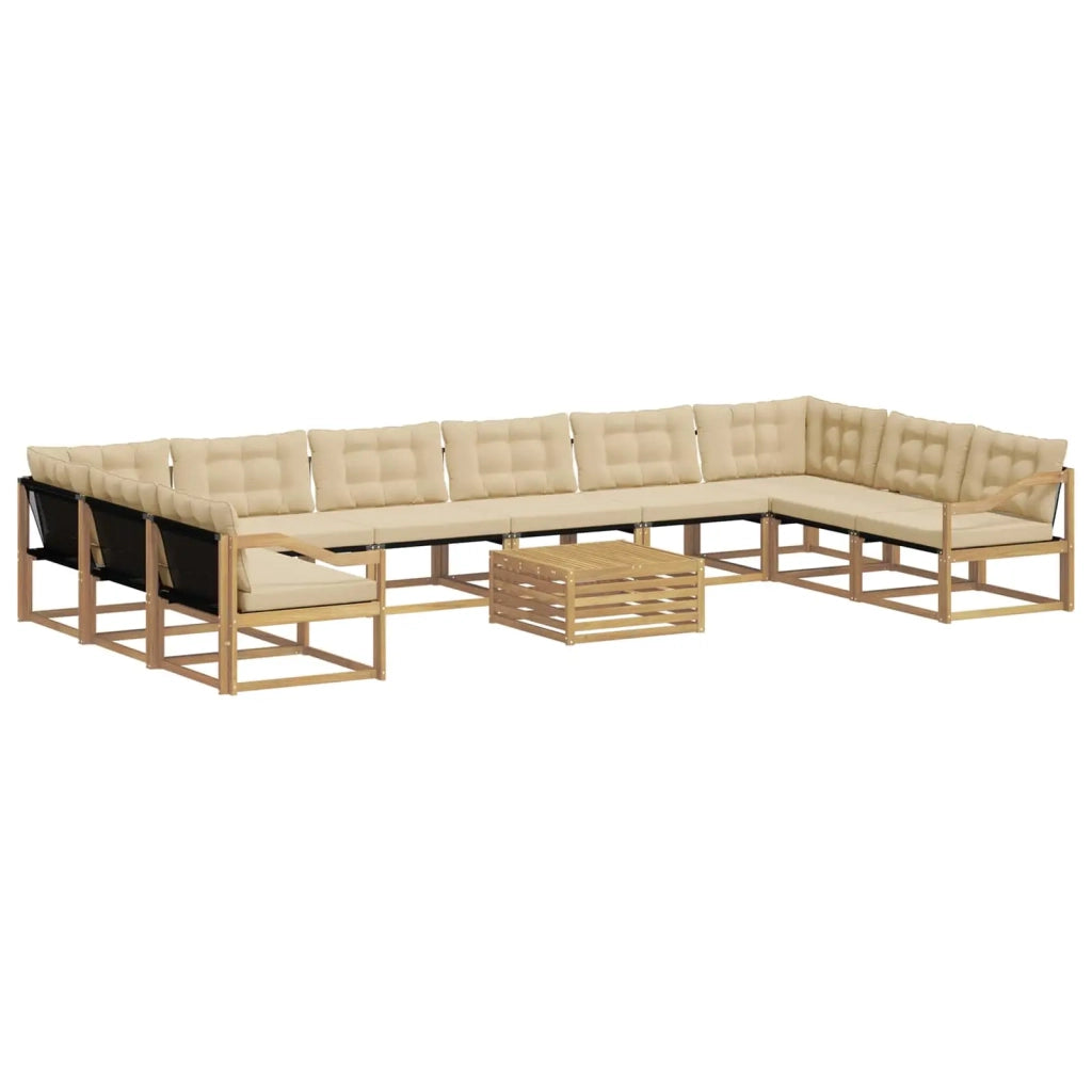 Set di divani da esterno con cuscino 11 pcs Bianco e Beige 3389151