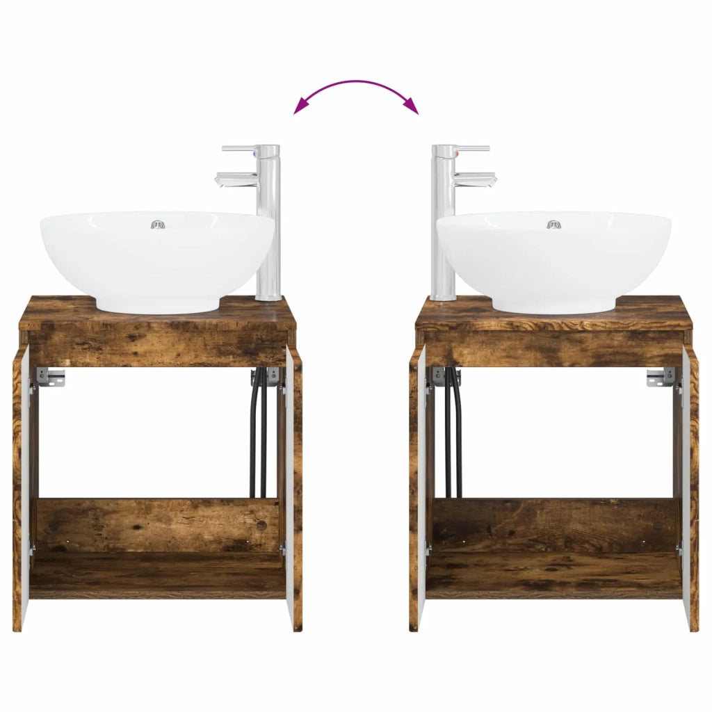 Set di mobili per il bagno 2 pz Rovere Fumo 3404089