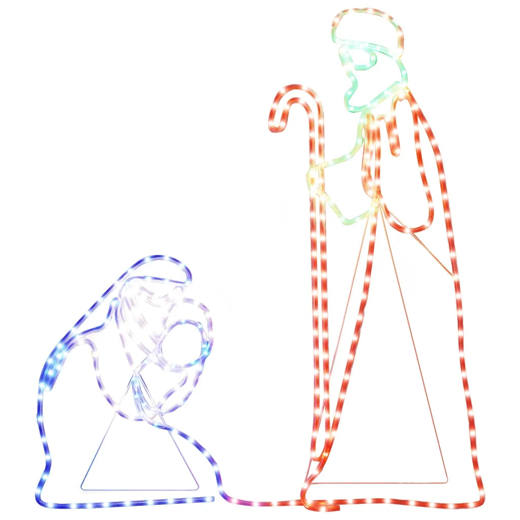 Figura Natalizia di Maria e Giuseppe con 264 LED 40x55&38x100cm