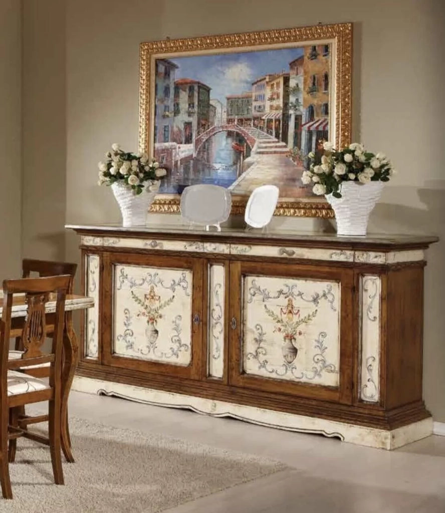 Madia credenza 2 porte arte povera laccato dipinto/bassano 213 x 54 x h. 109 - Mobili 2G