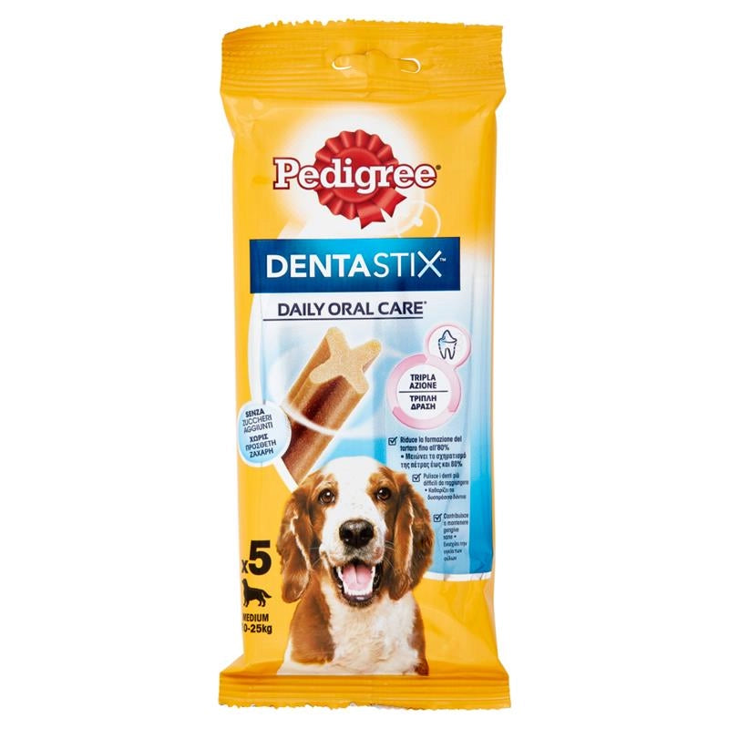PEDIGREE DENTASTIX DAILY ORAL CARE TRIPLA AZIONE SENZA ZUCCHERI AGGIUNTI 5 PZ PER CANI TAGLIA M 10-25 KG