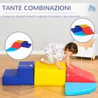 Set Costruzioni Morbide da 4 Pezzi, Gioco Educativo per Bambini Età 1-3 Anni per Casa e Scuola, Multicolore