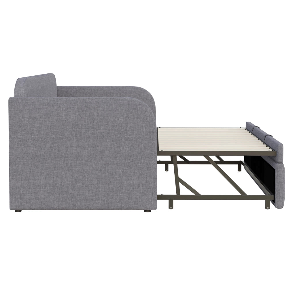 Divano letto 90x190 cm trasformabile in 180x190 cm in lino grigio