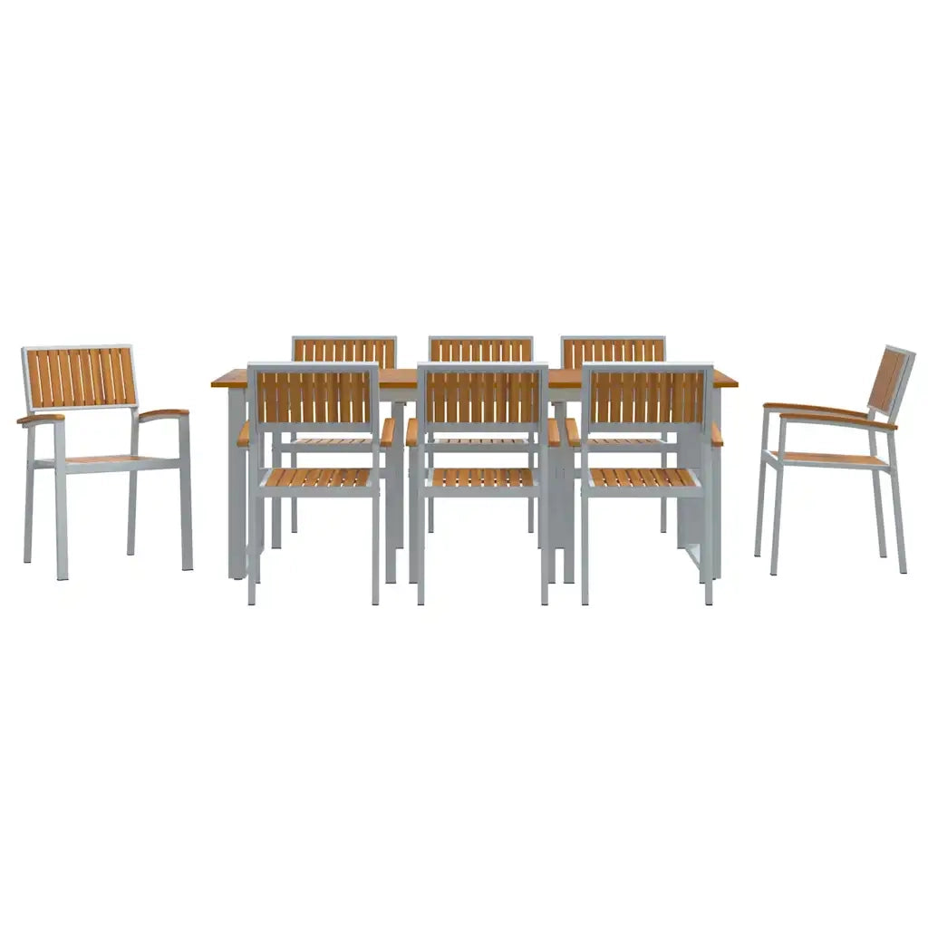 Set da Pranzo per Giardino 9 pcs Grigio 3284358