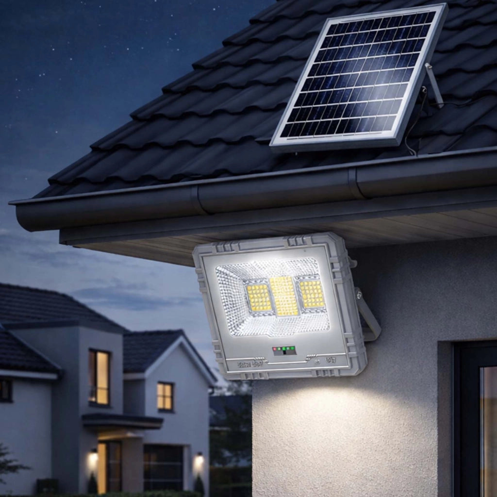Proiettore Solare LED 13W IP67 con Batteria 15Ah con Pannello 15W Grigio Avizar