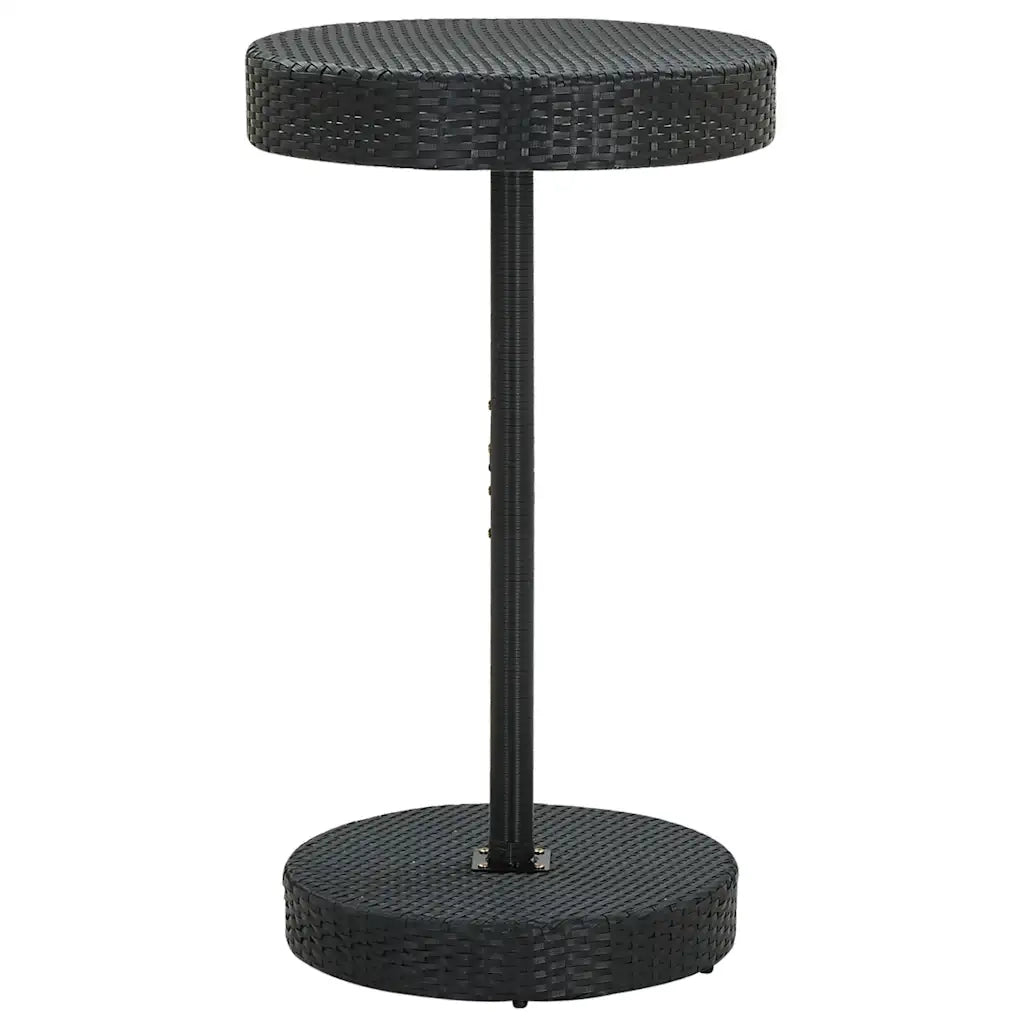 Set Bar Giardino 3 pz Nero Polyrattan e Legno Massello Acacia
