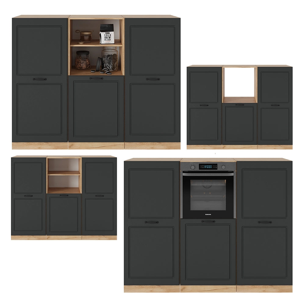 Vicco Cucine componibili piccole Antracite casa di campagna/rovere dorato 180 cm senza piano di lavoro
