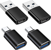 4 Adattatori USB-C femmina a USB 3.0 maschio - 2x Adattatori USB-A 3.0 femmina a USB-C maschio - compatibili con MacBook, iPhone 15, Samsung Galaxy