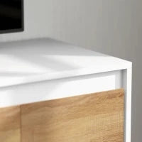 Set Mobile TV e Armadietto a Muro con 7 Ripiani e Scaffale Aperto, in Legno, 120x41x43.3 cm, Bianco e color Legno