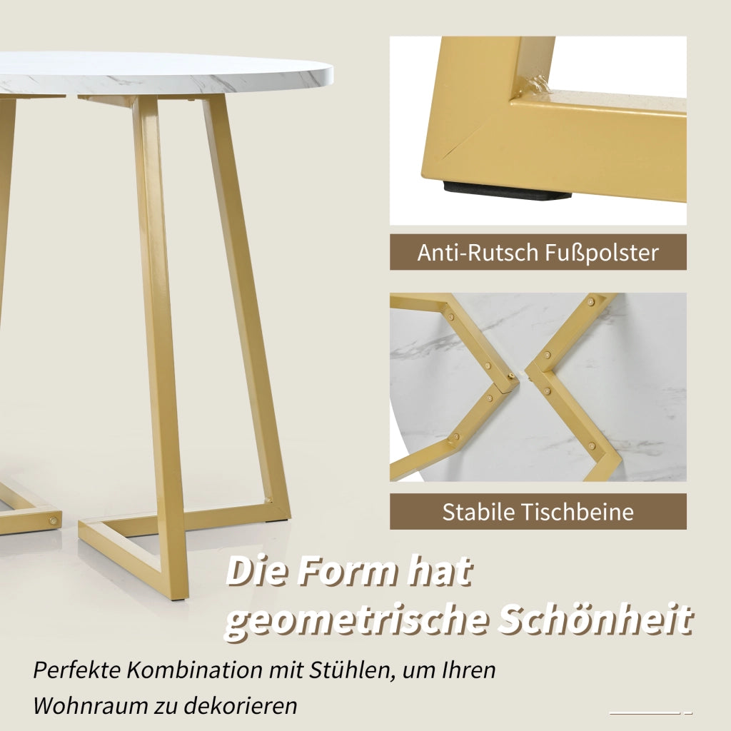 TAVOLO da pranzo rotondo 80 cm in MDF bianco con base in metallo