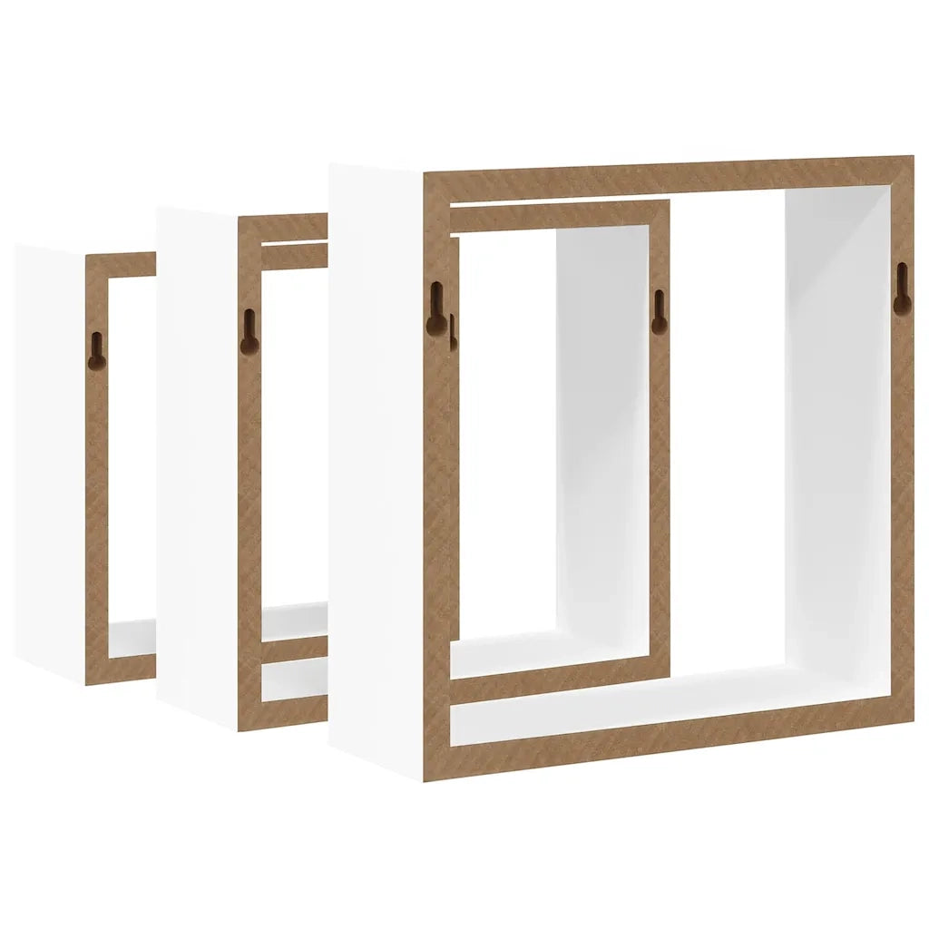 Mensole a Cubo da Parete 3 pz Bianche in MDF 323949