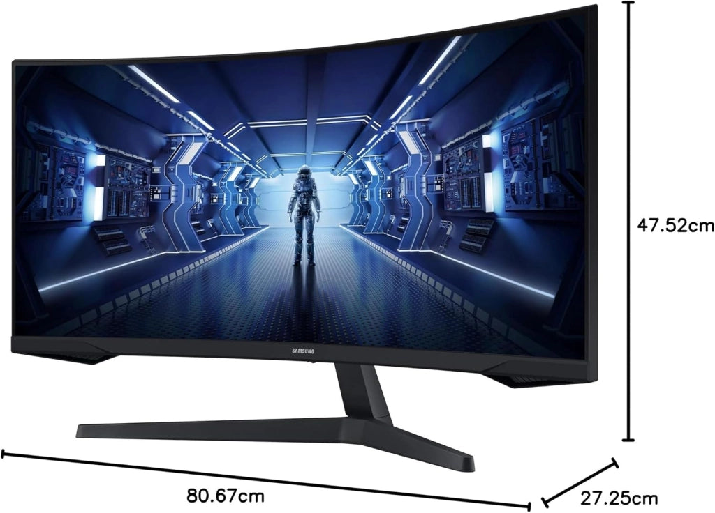 Monitor Gaming Odyssey G5 (C34G55), Curvo (1000R), 34", 3440x1440 (Ultra WQHD), 21:9, HDR10, VA, 165 Hz, 1 ms (MPRT), FreeSync Premium, HDMI, Display Port, Ingresso Audio, PBP, Flicker free