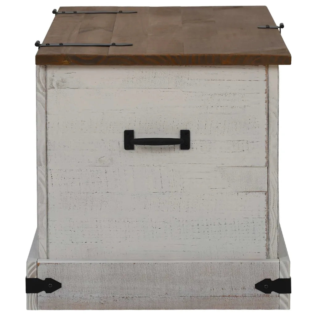 Cassapanca HALDEN Bianco 91x48x47 cm in Legno Massello di Pino 4018402