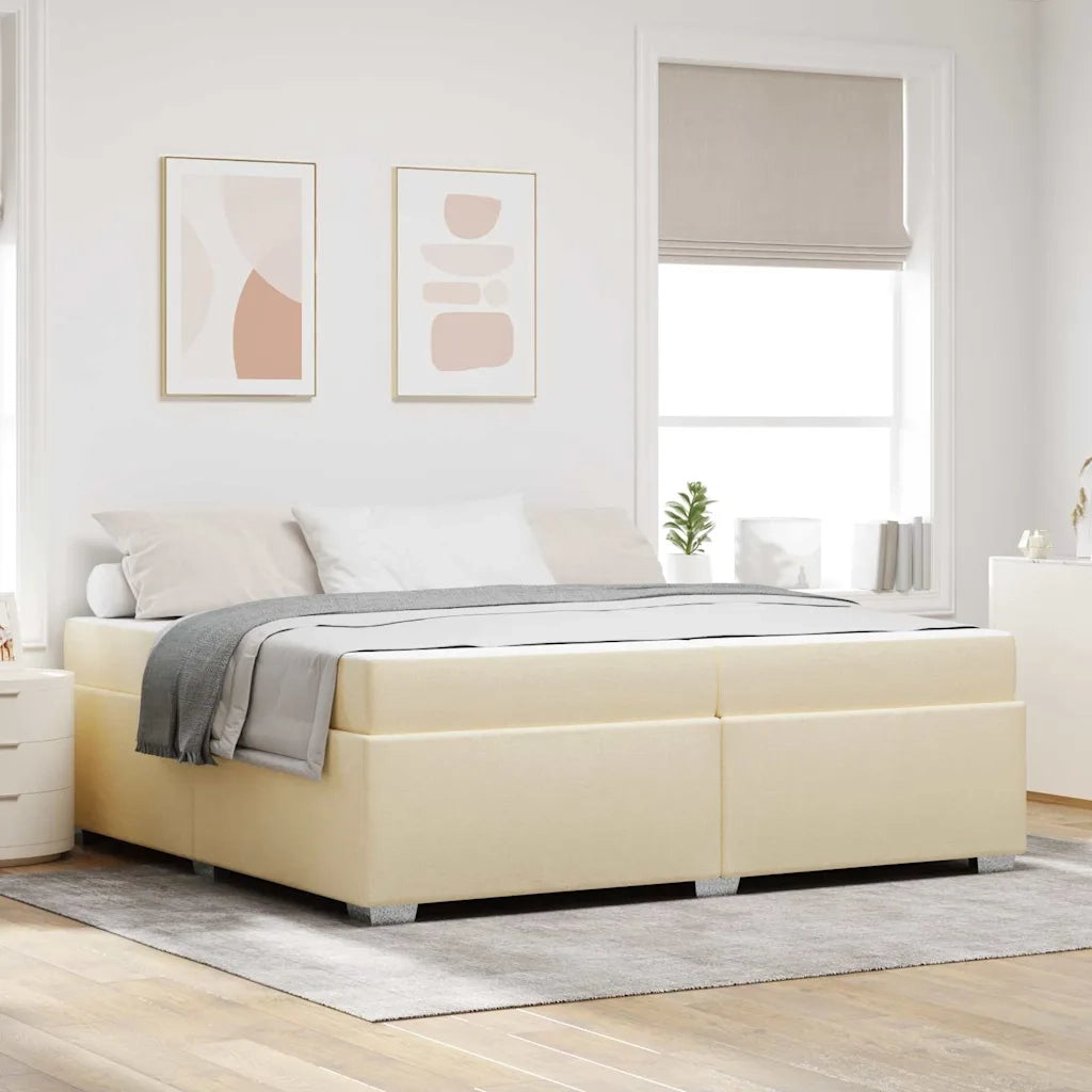 Struttura del letto con materasso Crema 200 x 200 cm Tessuto 3399213