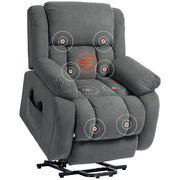 Poltrona Alzapersona Massaggiante e Reclinabile con 2 Tasche e Telecomando, 93x104x105 cm, Grigio