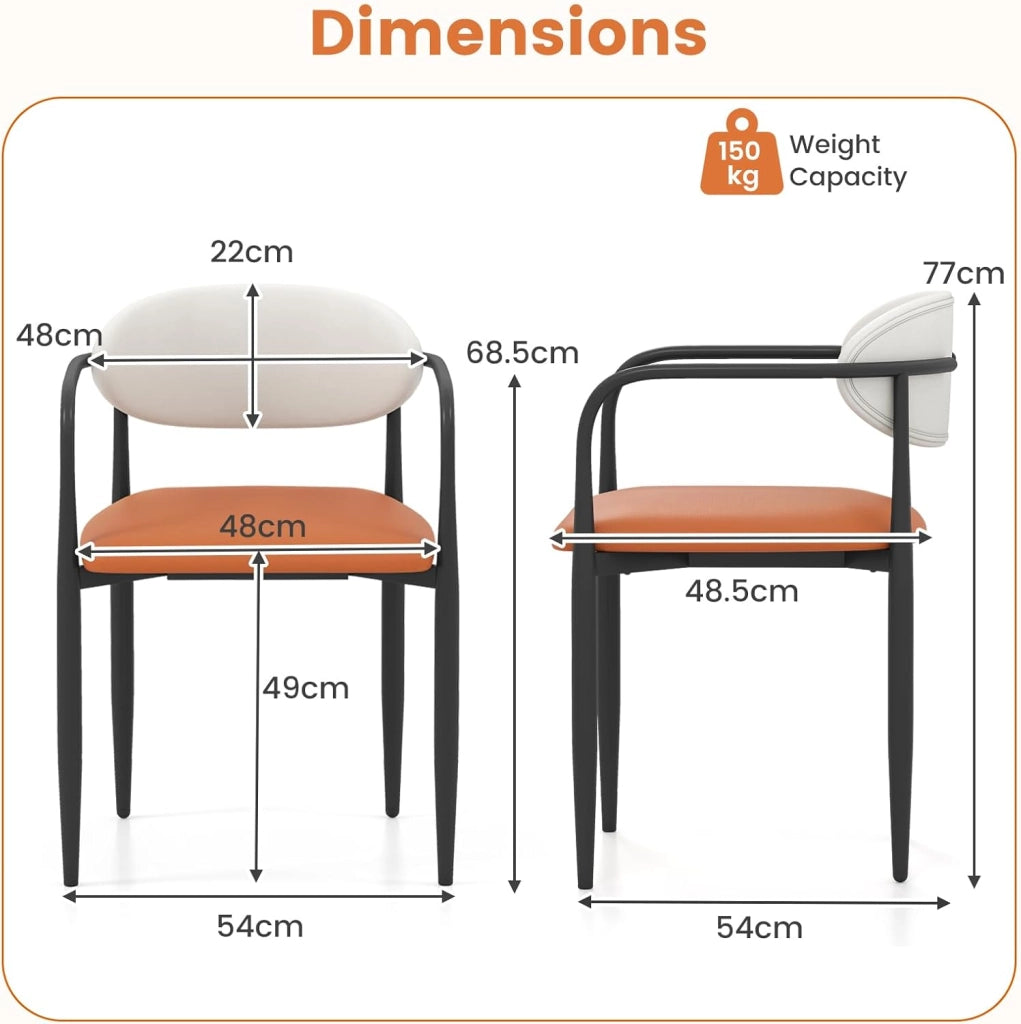 Set di 2 sedie da sala da pranzo, sedie da cucina in similpelle, schienale e seduta imbottita, struttura in metallo resistente, poltrone moderne per cucina, soggiorno, ufficio