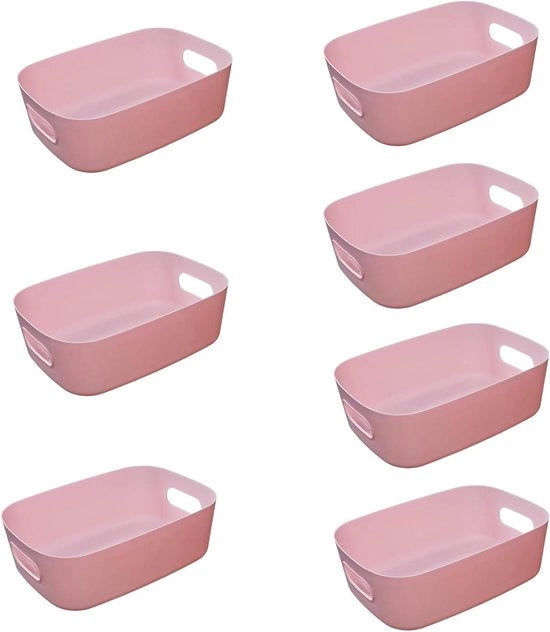 Organizzatore di bagno in plastica con maniglie - Rosso - Organizzatore per armadietti - 25 x 18 x 10 cm - Set da 7.