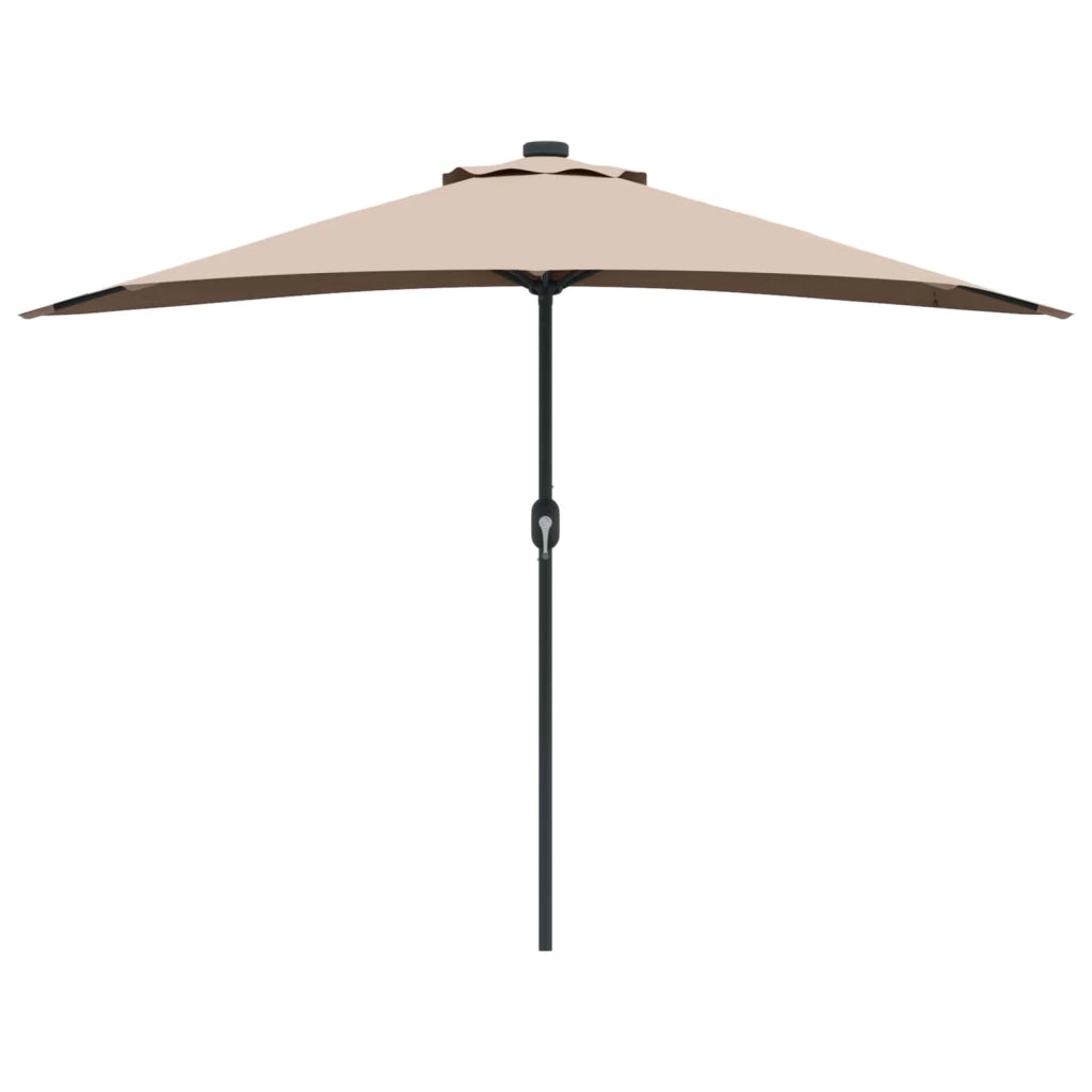 Ombrellone da giardino pieghevole moderno 294 x 150 x 224 cm con LED solare atmosfera accogliente poliestere color tortora 02_0058669