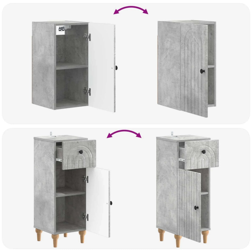 Set di armadietti da bagno in 3 pezzi ALKMAAR Grigio Cemento 3417750