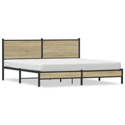 Letto matrimoniale | Letto per adulti | Giroletto senza Materaso in Metallo Rovere Sonoma 180x200 cm
